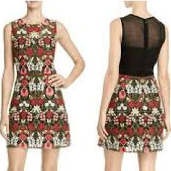 Lucy Paris Marina Floral Embroidered Dress Sheer Back Colorful Party Shower XS - Picture 1 of 11